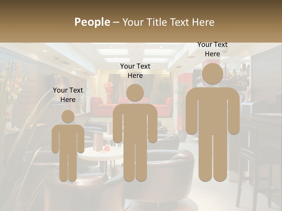 A Room With Chairs, Tables And A Television PowerPoint Template