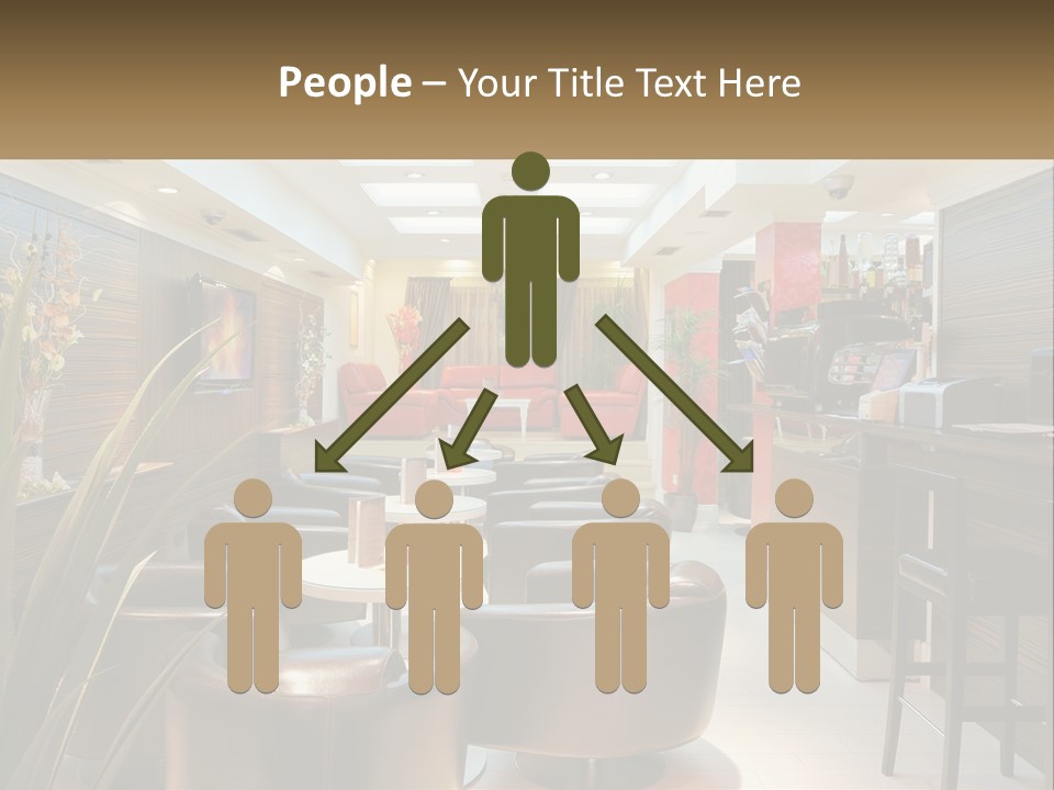 A Room With Chairs, Tables And A Television PowerPoint Template