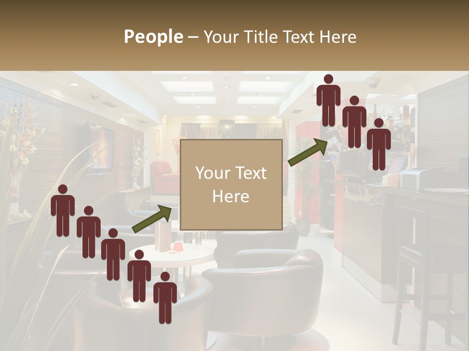 A Room With Chairs, Tables And A Television PowerPoint Template