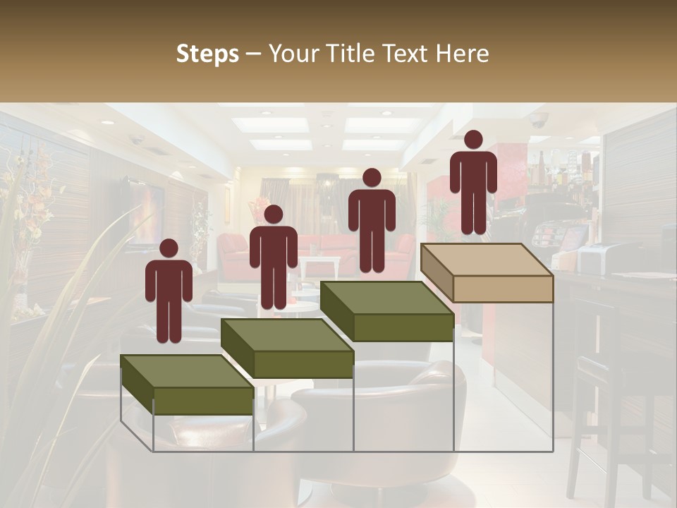 A Room With Chairs, Tables And A Television PowerPoint Template