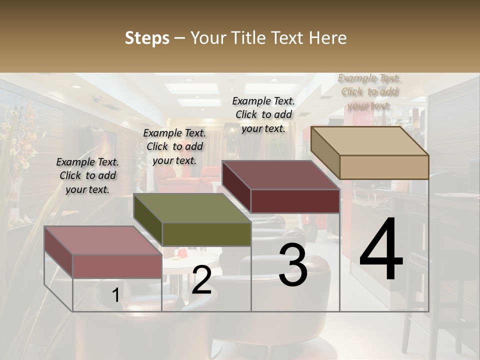 A Room With Chairs, Tables And A Television PowerPoint Template