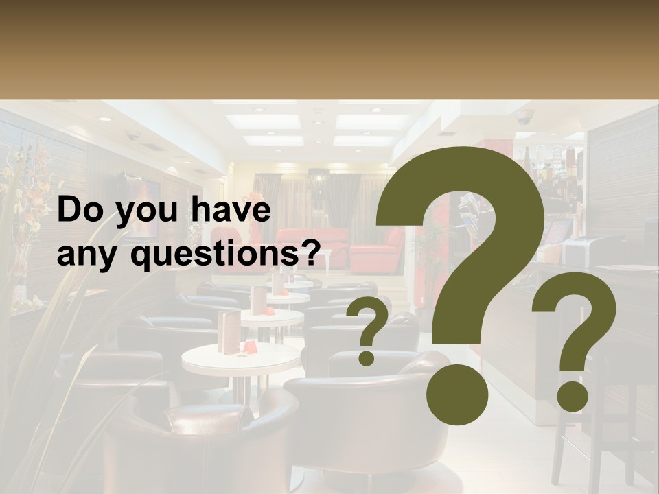 A Room With Chairs, Tables And A Television PowerPoint Template