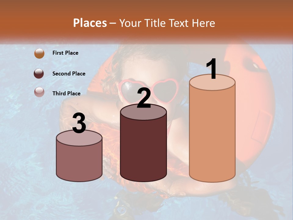 A Little Girl In A Pool With A Life Preserver PowerPoint Template