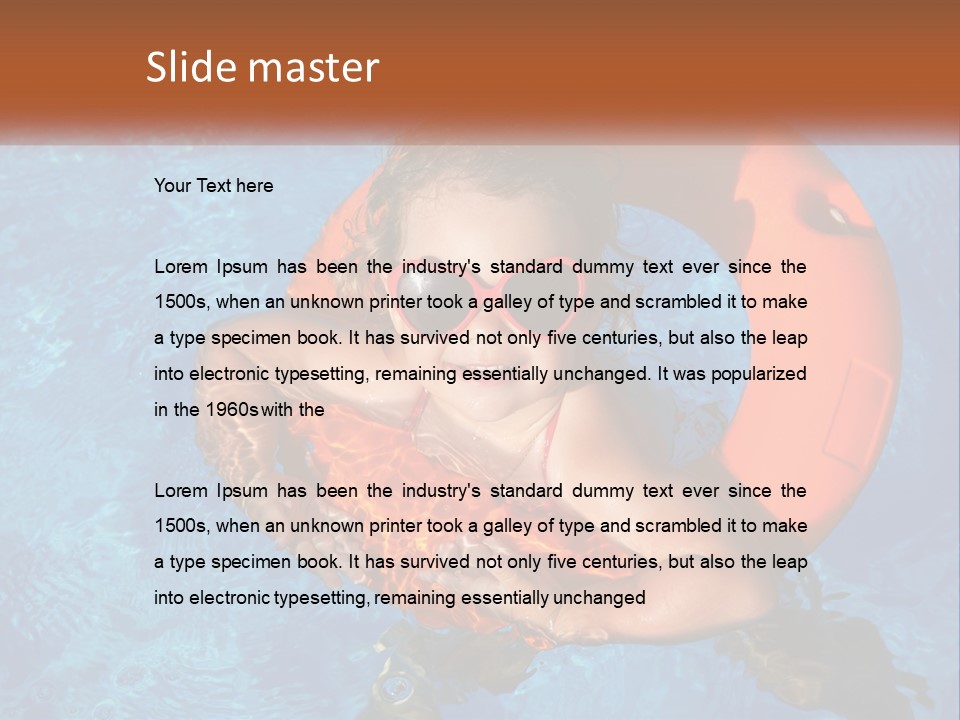 A Little Girl In A Pool With A Life Preserver PowerPoint Template