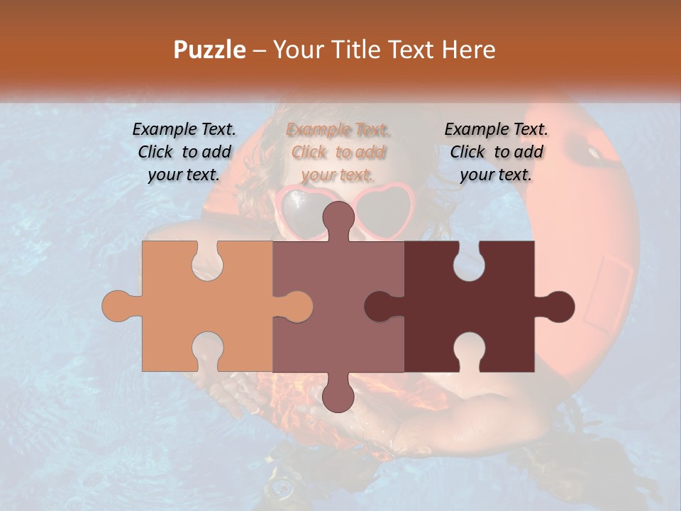 A Little Girl In A Pool With A Life Preserver PowerPoint Template