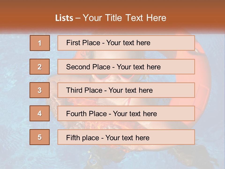 A Little Girl In A Pool With A Life Preserver PowerPoint Template
