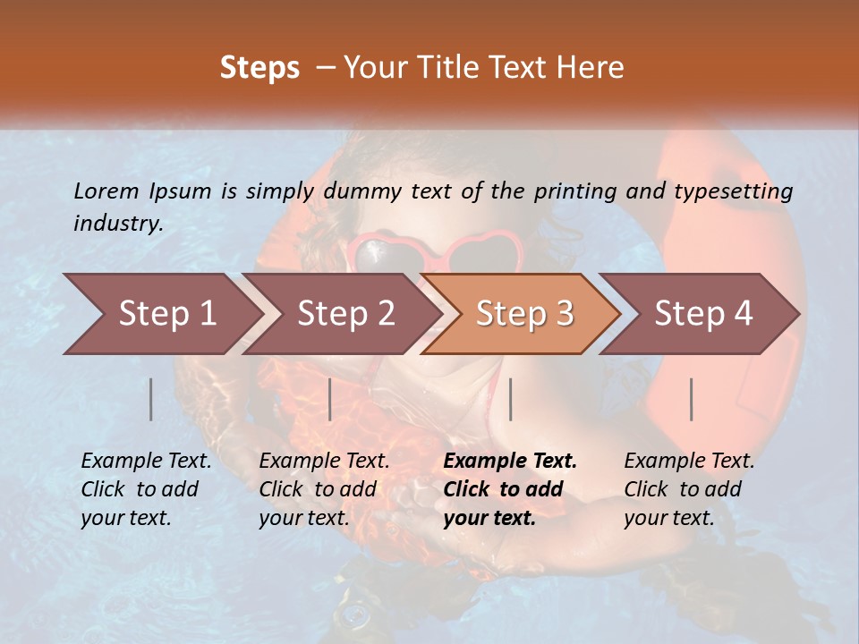 A Little Girl In A Pool With A Life Preserver PowerPoint Template