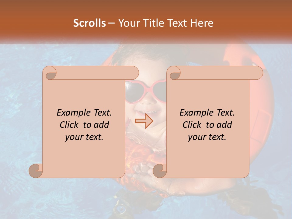 A Little Girl In A Pool With A Life Preserver PowerPoint Template