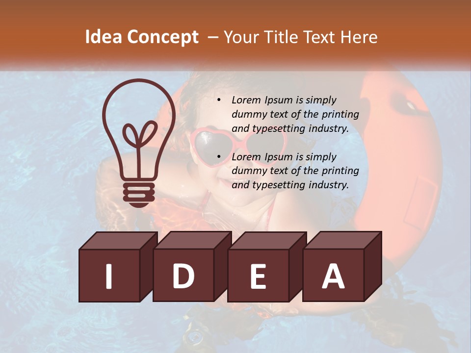 A Little Girl In A Pool With A Life Preserver PowerPoint Template