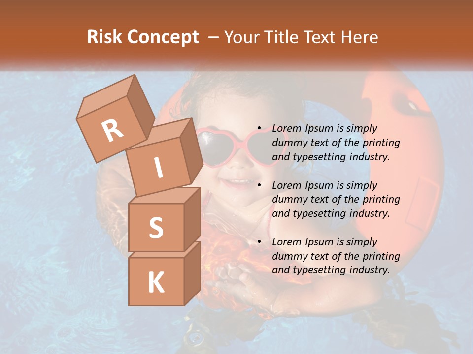 A Little Girl In A Pool With A Life Preserver PowerPoint Template