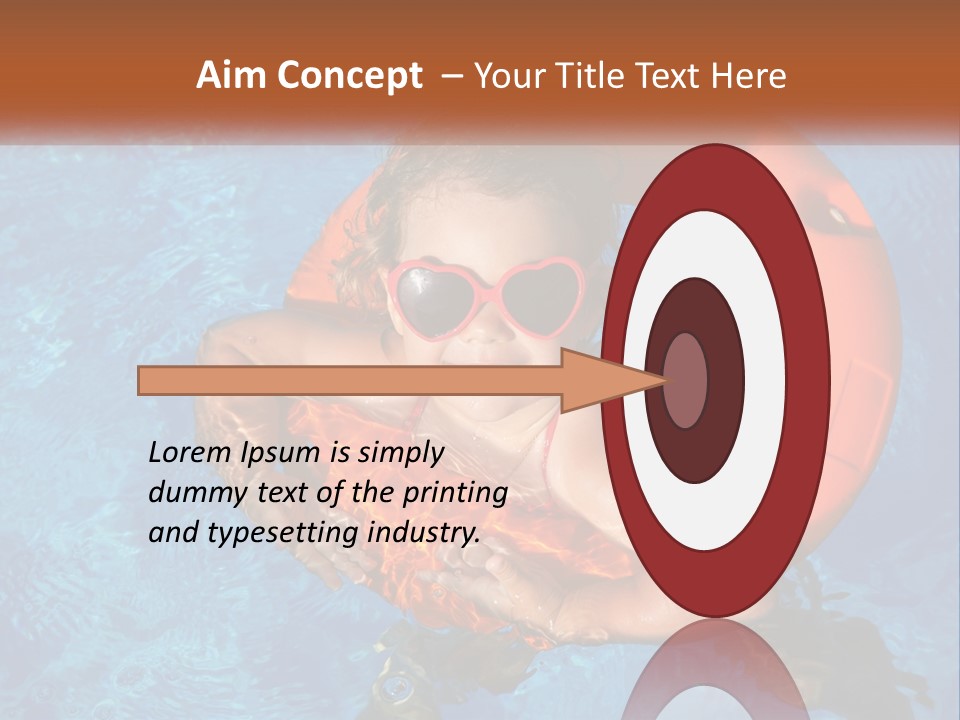 A Little Girl In A Pool With A Life Preserver PowerPoint Template