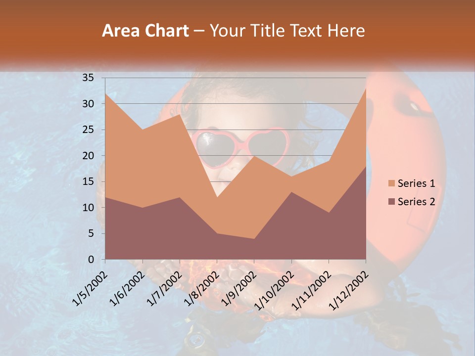 A Little Girl In A Pool With A Life Preserver PowerPoint Template