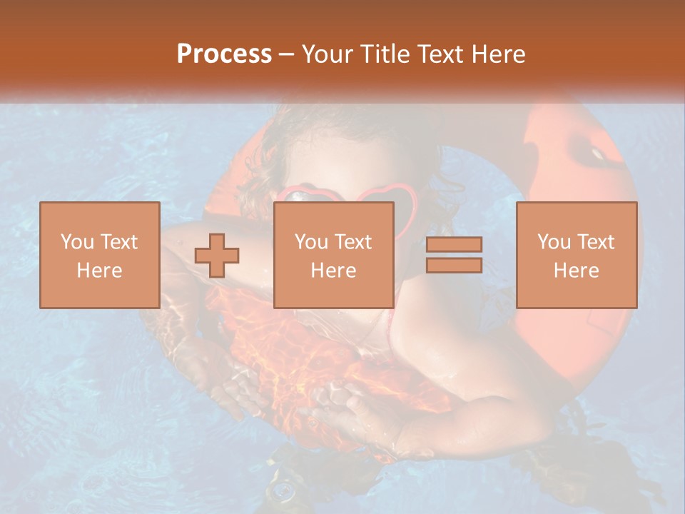 A Little Girl In A Pool With A Life Preserver PowerPoint Template