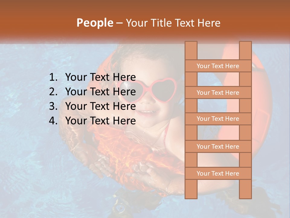 A Little Girl In A Pool With A Life Preserver PowerPoint Template