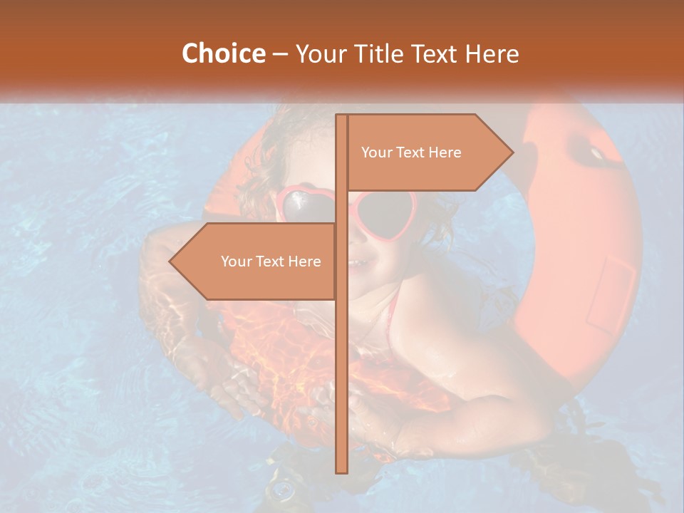 A Little Girl In A Pool With A Life Preserver PowerPoint Template