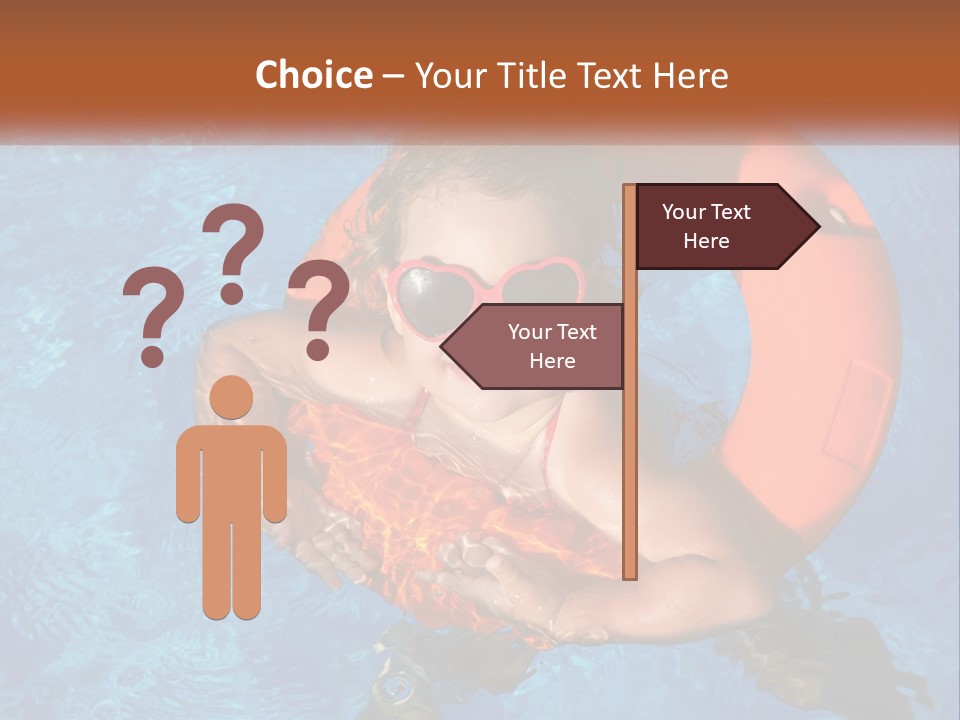 A Little Girl In A Pool With A Life Preserver PowerPoint Template