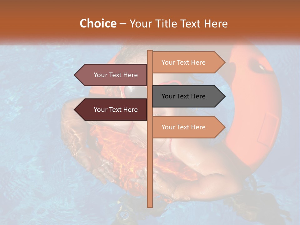 A Little Girl In A Pool With A Life Preserver PowerPoint Template