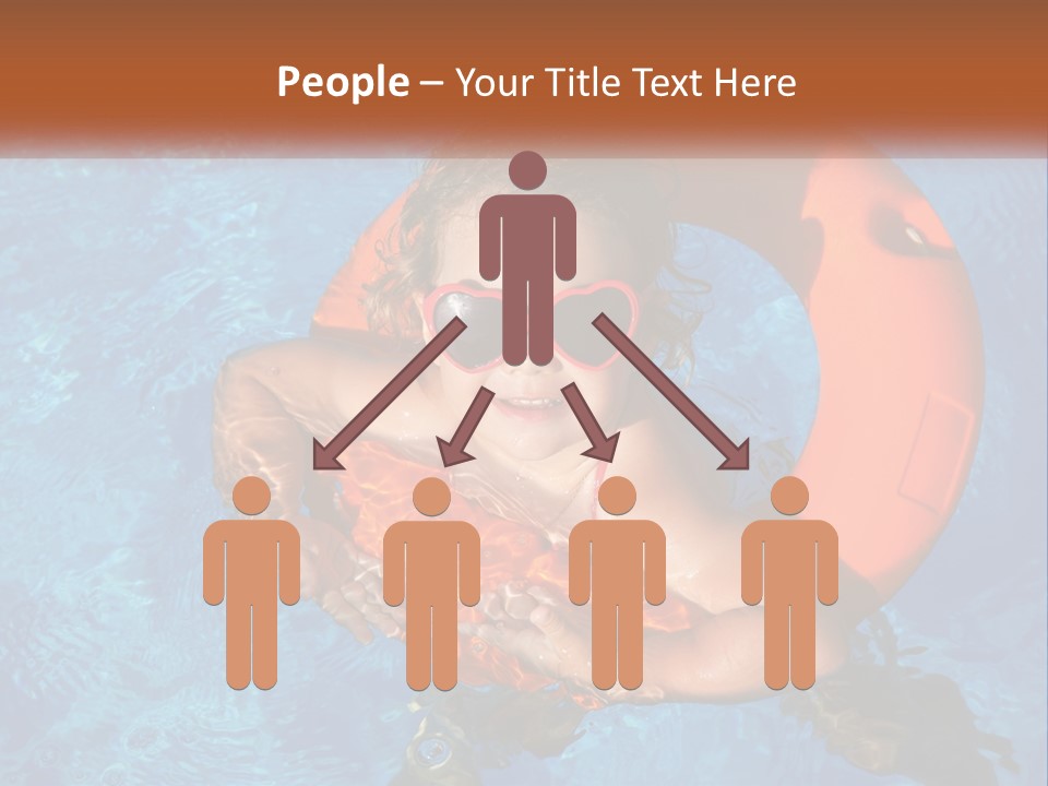 A Little Girl In A Pool With A Life Preserver PowerPoint Template