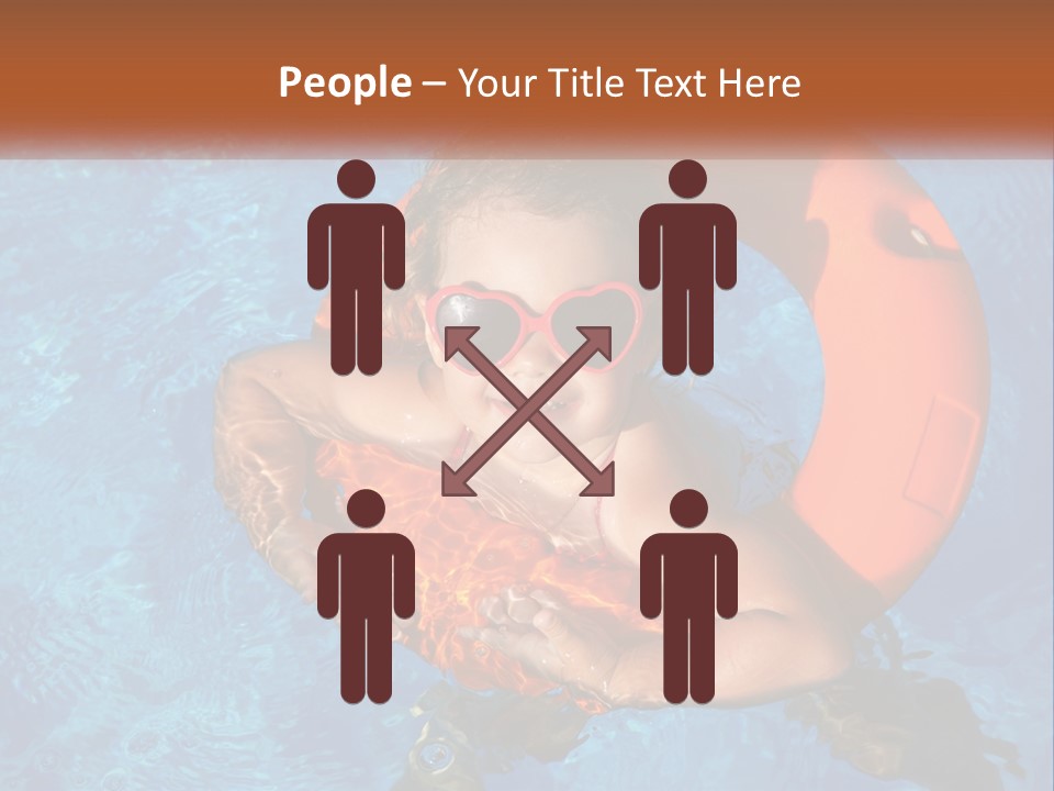 A Little Girl In A Pool With A Life Preserver PowerPoint Template