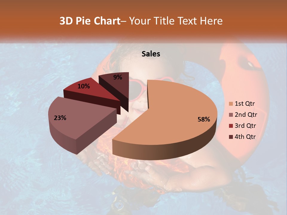 A Little Girl In A Pool With A Life Preserver PowerPoint Template