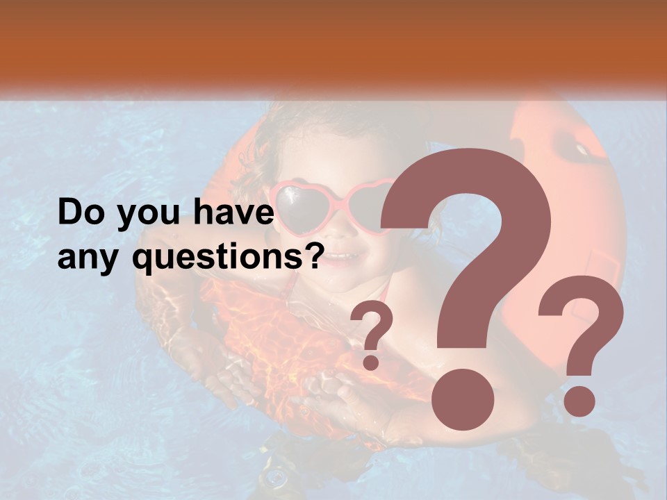 A Little Girl In A Pool With A Life Preserver PowerPoint Template