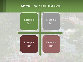 A Bridge Over A Small Pond In A Garden PowerPoint Template