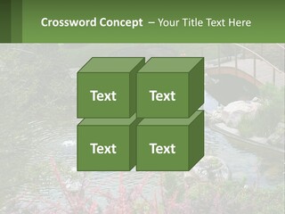 A Bridge Over A Small Pond In A Garden PowerPoint Template