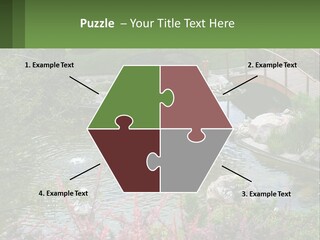 A Bridge Over A Small Pond In A Garden PowerPoint Template