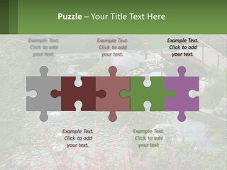 A Bridge Over A Small Pond In A Garden PowerPoint Template