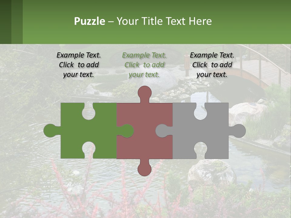 A Bridge Over A Small Pond In A Garden PowerPoint Template