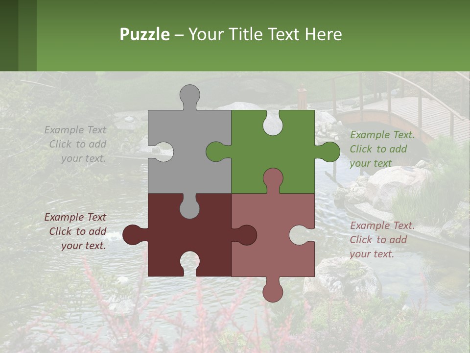 A Bridge Over A Small Pond In A Garden PowerPoint Template