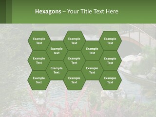A Bridge Over A Small Pond In A Garden PowerPoint Template