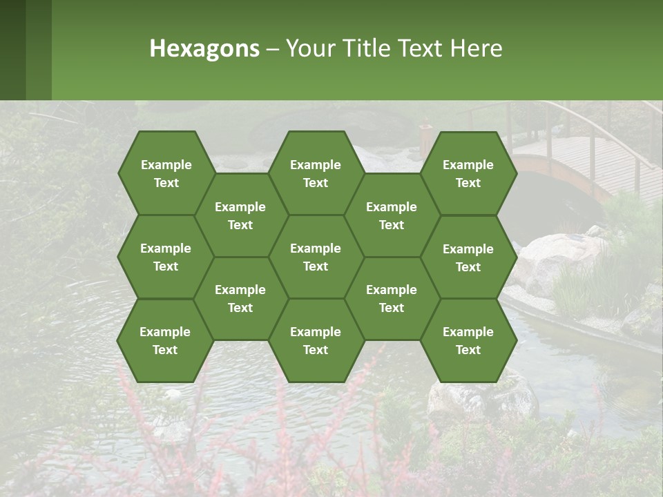 A Bridge Over A Small Pond In A Garden PowerPoint Template