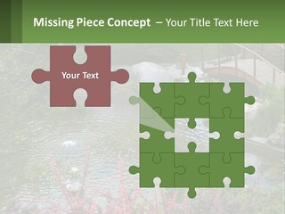 A Bridge Over A Small Pond In A Garden PowerPoint Template