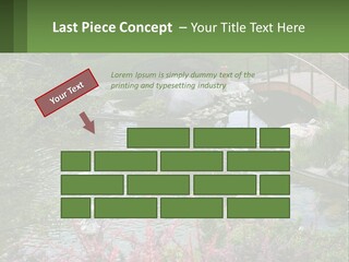 A Bridge Over A Small Pond In A Garden PowerPoint Template