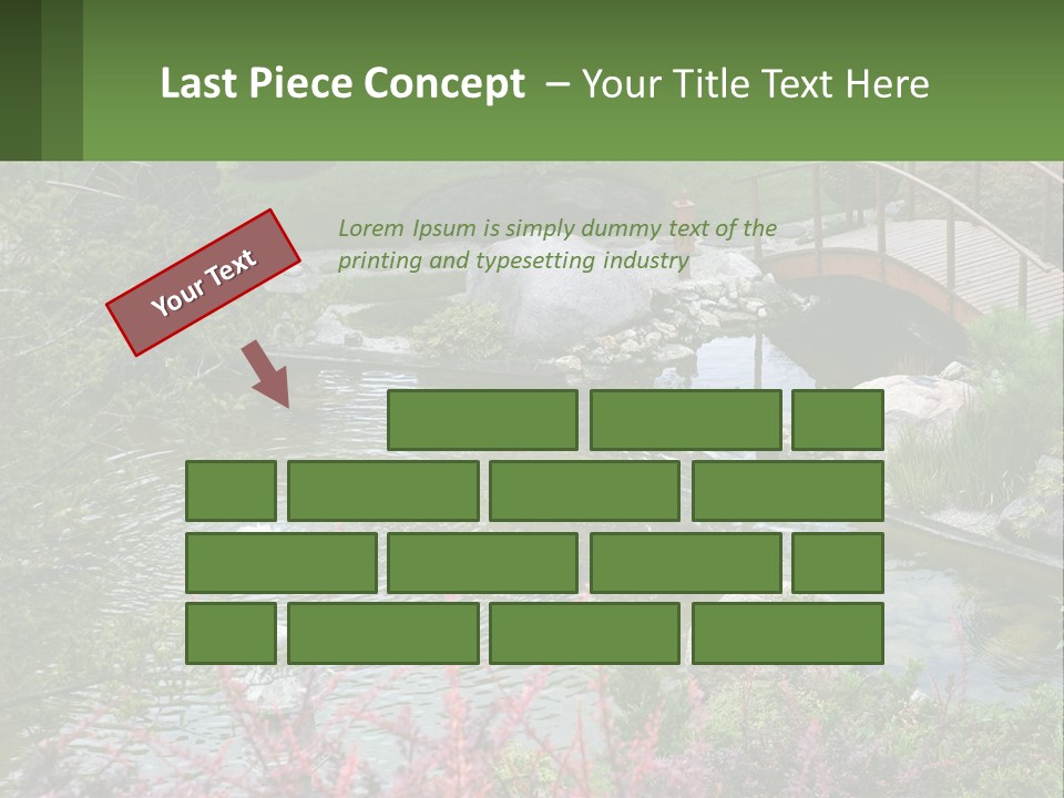 A Bridge Over A Small Pond In A Garden PowerPoint Template