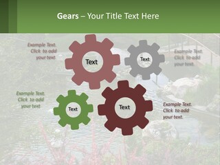 A Bridge Over A Small Pond In A Garden PowerPoint Template