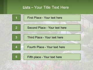 A Bridge Over A Small Pond In A Garden PowerPoint Template