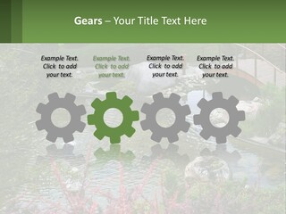 A Bridge Over A Small Pond In A Garden PowerPoint Template
