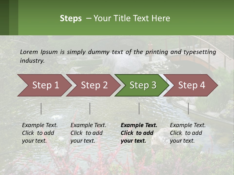 A Bridge Over A Small Pond In A Garden PowerPoint Template