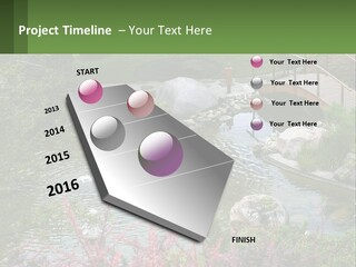 A Bridge Over A Small Pond In A Garden PowerPoint Template