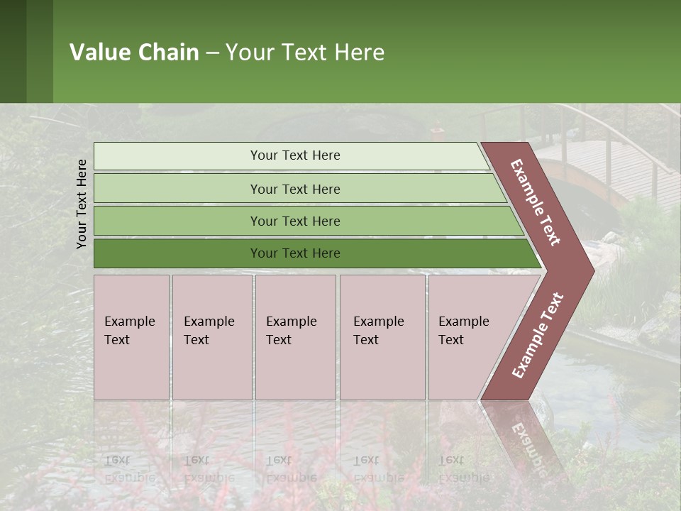 A Bridge Over A Small Pond In A Garden PowerPoint Template