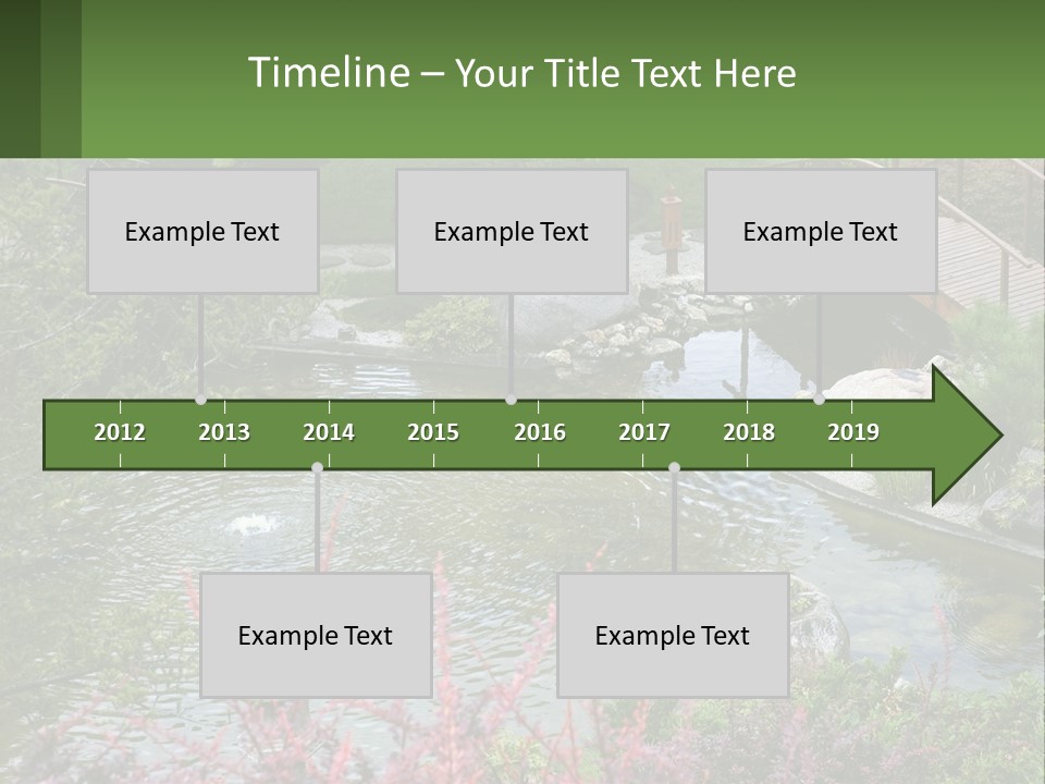 A Bridge Over A Small Pond In A Garden PowerPoint Template