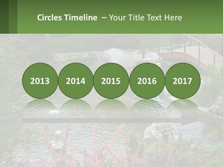 A Bridge Over A Small Pond In A Garden PowerPoint Template