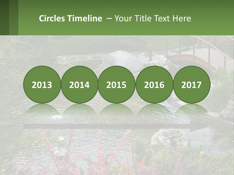A Bridge Over A Small Pond In A Garden PowerPoint Template