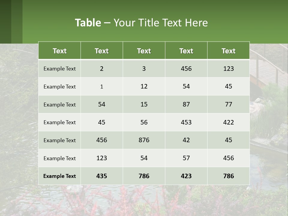 A Bridge Over A Small Pond In A Garden PowerPoint Template