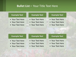 A Bridge Over A Small Pond In A Garden PowerPoint Template