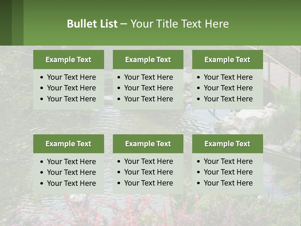 A Bridge Over A Small Pond In A Garden PowerPoint Template