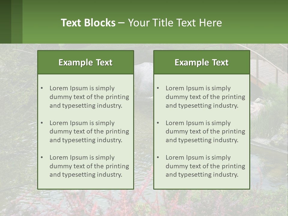 A Bridge Over A Small Pond In A Garden PowerPoint Template