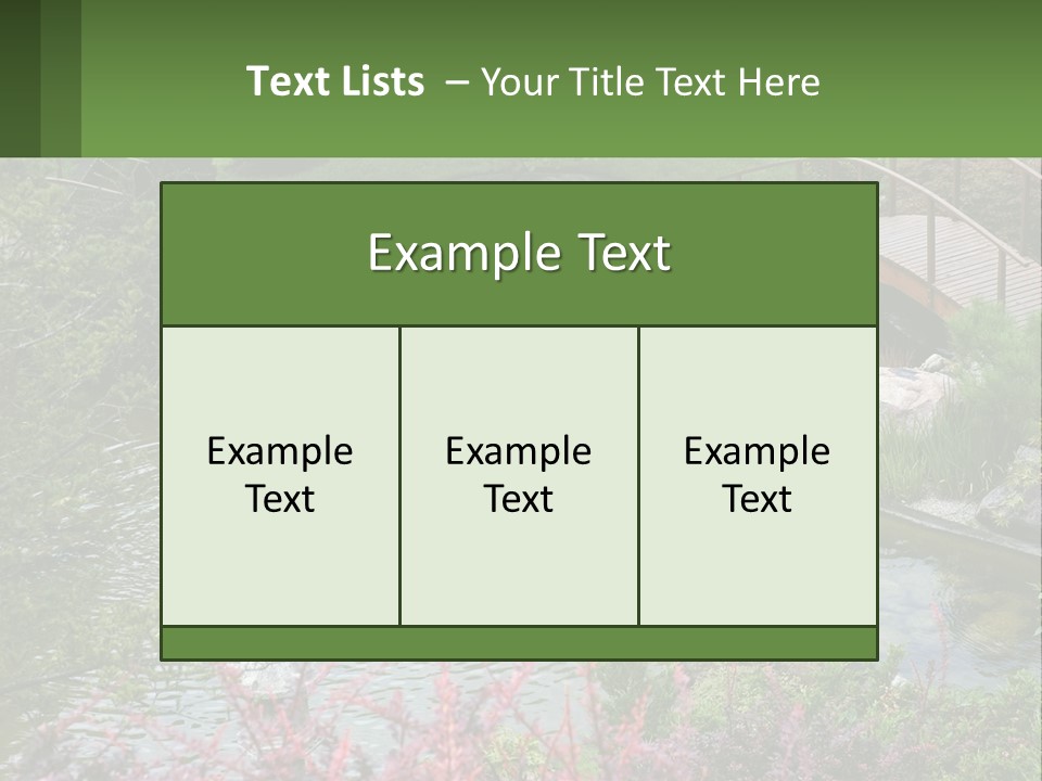 A Bridge Over A Small Pond In A Garden PowerPoint Template